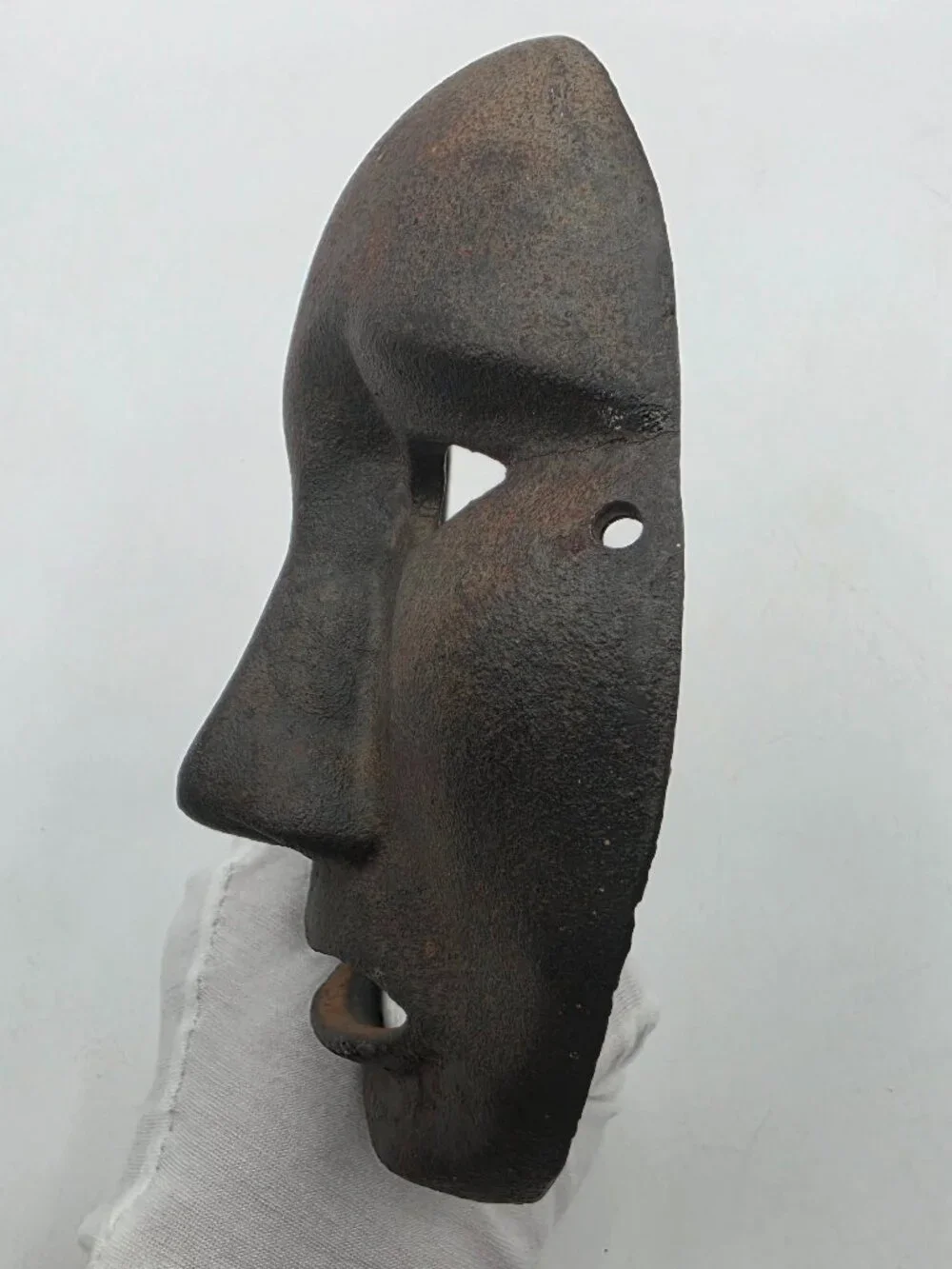 Cast Iron VTG Face Mask Wall Decor Rare Rustic Primitive Industrial Gothic Art